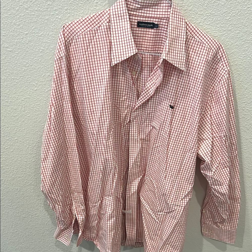 Southern Marsh Red Casual Button Down Shirt